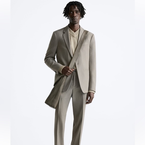 Zara NWT Greenish Textured Suit Jacket size US 38 - Picture 2 of 10